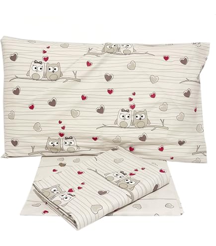 BIANCHERIAWEB - Completo Lenzuola Linea Pensieri Delicati In 100 Cotone D Matitoni Arancio Singolo Arancio 8016111288017