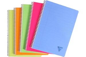 Clairefontaine 328145C pacco da 10 Quaderni con Spirale Linicolor FRESH- A4 21x29.7 cm, 100 Pagine a righe con Margini, Carta Bianca 90g, Copertina in Polipropilene Trasparente, Colori Assortiti