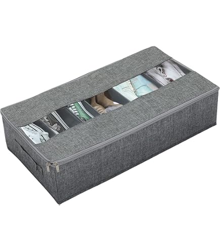 Contenitore Per Scarpe Sotto Il Letto 2 Pezzi – 24 Paia, Con Coperchio Trasparente E Cerniera, Grigio - 4