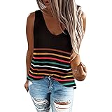 Dearlove Womens Striped Knit Tank Tops Casual Sleeveless Cami Blouse Shirts