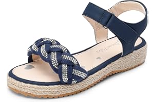 DREAM PAIRS Sandales compensées pour Filles Sandales Papillon d'été pour Enfants avec Cheville réglable et Bride tressée ornée de Strass