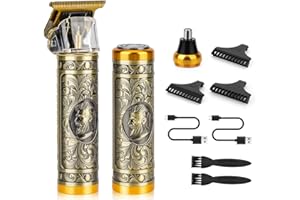 PIPPIXIA Beard Trimmer Men,Mini Hair Clippers for Men 3 in 1 Cordless Rechargeable Mini Nose Hair Trimmer Shaver Set for Barbers and Home,USB Zero Gapped T Blade Hair Cutting Kit,Gift for Men