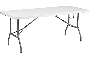 Flash Furniture Klapptisch, Metall, Polyethylen, Kunststoff, Granitweiß, 182,9 x 76,2 x 73,7 cm