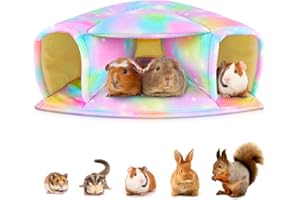 Bienbee Guinea Pig Hideout, Guinea Pig House with Bed and Tunnel Guinea Pig Houses and Hideouts Guinea Pig Accessories for Bunny, Rabbit, Hamster