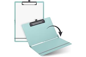 ‎SAX SAX Faltbares Klemmbrett, Aqua, Clipboard, A4 auf A5, hoch- und Querformat, ideal für Reisen und Business, für 30 Blatt, inkl. elastischem Verschlussband und Stiftschlaufe, langlebig & stoßfest