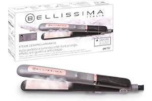 Bellissima Imetec Steam Ceramic e Argan Oil, Piastra per capelli a Vapore, Rivestimento in Ceramica e Olio di Argan, 3 temperature, Riscaldamento Rapido, Piastre Oscillanti, Autospegnimento