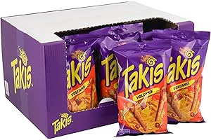 Takis Corn Chips - 18 x 100g - LES chips chaudes du moment dans un paquet avantageux - Épicé! (Volcano)