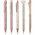 Pinenuts 5 Pieces Ballpoint Pens for Women Bling Metal Pens Elegant Diamond Design Stationery Office Desk Accessories Work Leaving Gift Thank You Gifts for Teachers Adults