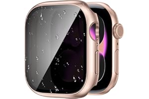 Kamita Waterproof Privacy Screen Protector Case for Apple Watch Series 11/Serie 10 42mm, PC Bumper Cases with Anti-Spy Tempered Glass Film, Full-Body Protective Cover for iWatch11/iWatch10 (Rosegold)