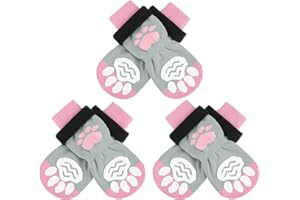 SCIROKKO 3 Pairs Double Anti-Slip Dog Socks Paws Stop Licking - Adjustable Pet Non-Skid Paw Protector with Grips for Puppy Doggy Indoor Traction Control Wear Hardwood Floors