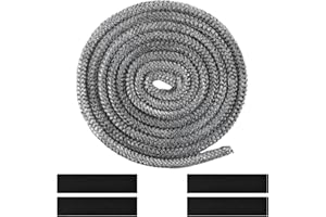 RUIKCOLL Cordon d'étanchéité pour poêle, cordon en fibre de verre ignifuge, ruban d'étanchéité pour cheminée, avec 4 rubans haute température, pour de nombreux modèles de cheminées, fumoirs,12 mm x 2,5 m