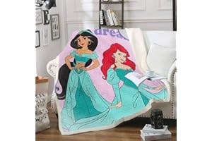 Goplnma - Princess Decke, Cinderella Und Belle Kuscheldecke, Rapunzel Fleece Decke, Ariel Und Jasmin, Übergroße Blanket (130 * 150,2)