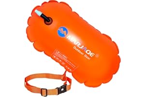 GLORHA Swim Buoy, Swim Safety Float, Open Water Tow Float with Adjustable Waist Belt for Triathletes Kayakers Snorkelers Swimming Training Racing, Waterproof Inflatable Dry Bag