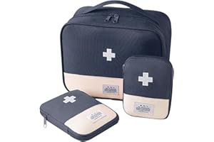 Bncxdc 3 Pieces First Aid Bag Empty, Medicine Travel Storage Bag, 3 Size Small/Large Portable Waterproof Oxford Fabric Material Medical Bag, for Outdoor Camping Home Work Survival Kit (Dark Blue)