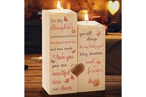 KAAYEE Gifts for Daughter, Heart Shaped Candle Holder Christmas Birthday Gifts to my Daughter, Presents for Daughter from Mum Dad, Thanksgiving Graduation Wedding Gifts for Daughter (Daughter 1)