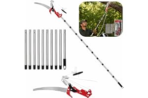 Teleskop Astsäge med Astschere, 82-410 cm Manuell hög beskärare med teleskophandtag, Justerbar längd 2 i 1 trädgårdssåg och t