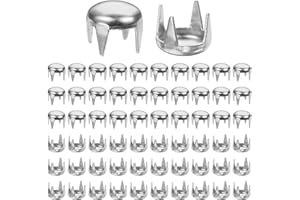 TIXIPEM Round Dome Rivets [100pcs] - 4mm Round Dome Studs Metal Claw Beads Nailhead Rivets Spike Studs for Leather Craft & Hat & Clothes & Belt & Bracelet Accessories - [Silver]