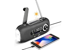 JeaTone Per Emergenza Sopravvivenza Batteria Am/FM Stereo Portatile con Manovella Radio Allarme SOS Lanterna Solare All'aperto Escursionismo LED Luce di Lettura Campeggio USB Ricarica