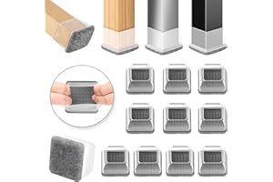 Ezprotekt Protectores de Suelo de Silicona Gris para Patas de Silla 12-20mm, 16 Tapones de Silicona con Fieltro Envuelto