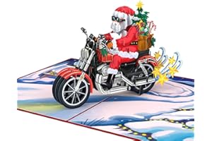 papercrush® Pop-up biglietto con Babbo Natale sulla moto - Biglietto di Natale 3D divertente per uomo (fidanzato, papà, marito) - Biglietti auguri compleanno o carta regalo nataliza per motociclista