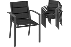 Devoko Juego De 6 Sillas De Jardín, Sillas Exterior Terraza Comedor Aluminio, sillas apilables, Piscina, Terraza, Comedor, Muebles Exteriorr, Gris Oscuro