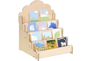 Mumisuto Stojak na Karty, 4 Półki, Drewniany Wielofunkcyjny Uchwyt na Broszury, Kartki z Życzeniami, Pocztówki, Stojak Wystawowy do Pokazów Rzemieślniczych, Handlu