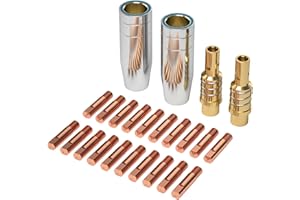 ARCCAPTAIN MB15 15AK MIG MAG Schweißzubehör Verschleißteile, Kontaktspitze M6 0,9 mm + Gasdüsen + Düsenstock Mit für MIG MAG Schweißbrenner