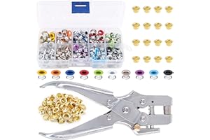 SWPEET Sweet Juego de 300ojal de metal de 10 colores de 3/16 pulgadas y 1 alicates perforadores con 100 ojales dorados