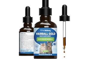 Pet Wellbeing Hairball Gold for Cats - Holistic Hairball and Digestive Care, Normal Elimination, Slippery Elm, MCT Oil, No Mineral Oil - Veterinarian-Formulated Herbal Supplement 2 oz (59 ml)