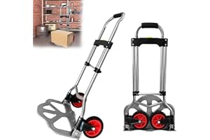 Suusolny Aluminium Sackkarre bis 80kg Stapelkarre Transportkarre Handkarre Karre Anti-Rutsch Ladefläche mit Rädern & Verstellbarer Griff