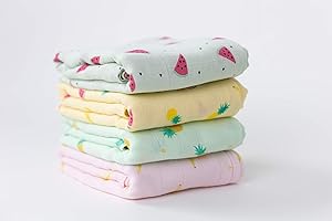 Cuddlebug - Coperta in mussola, 4 pezzi, 120 x 120 cm, per neonati, 5 collezioni di colori (Tutti Frutti)