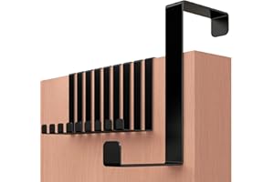 Menz Porte-manteau pour porte, set de 10 - crochet porte noir, 4,1-4,6 cm x 8 cm - attache universelle, support résistant