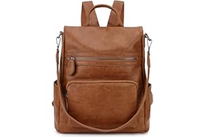 RAVUO Bolso Mochila Mujer, Mochilas Antirrobo de Cuero PU Moda Bolsa de Mano Mochilas Casual para Escuela Viaje Compras,Marrón