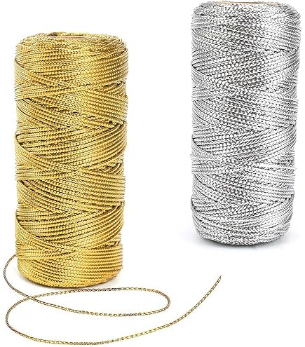6 Rotoli Di Cordoncino Metallizzato Oro 300 M, Filo Per Perline Con 5 Aghi, Per Gioielli E Decorazioni Fai Da Te