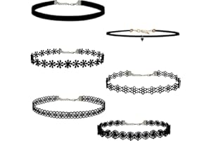 ASOMI 6 Stück Spitzenhalsketten, Chokerhalsketten für Frauen, Punkstil, Schwarze Choker, Choker für Frauen