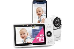 Vtech VM901-1W WiFi Camera, Smart Baby Monitor with 5 Inch HD Display, 1080P Tilt/Swivel Camera and App, 120° Wide Angle View, Works iOS, Android