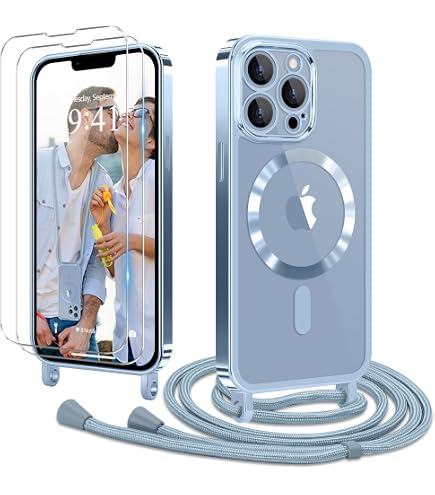 Xinyunew Handykette Für IPhone 13 Pro – Magnet-Silikonhülle Mit Verstellbarem Halsband, Stoßfest & Kabellos Ladefähig, Rot