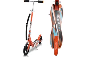 Fiqops Scooters for Kids Ages 3-12, Folding Kick Scooter with 190mm Big Wheels and Carry Strap, Lightweight Childrens Scooter with Kickstand, 3 Adjustable Handlebar, up to 100Kg