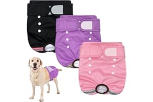 EOAMGO Dog Nappies, Reusable Dog Period Pants, Dogs Incontinence Pant, Dog Season Pants Female (L)