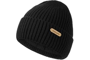 Wmcaps Fleece Lined Kids Beanie Winter Hat Ages 2-12, Soft and Warm Cuffed Hat Wooly Hat Birthday Party Xmas Gifts for 2-12 Year Olds Boys Girls