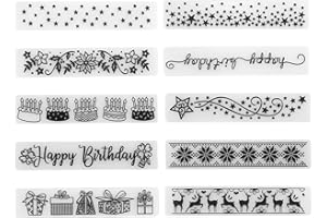 Honatrv 10Stk Prägeschablone, Schablone, Karte Alles Gute Zum Geburtstag Stanzschablone, Kunststoff Präge ordner für Kunststoff Vorlage Handwerk, Scrapbooking, Fotopapier, DIY Geschenk