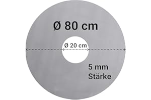 FENNEK Feuerplatte Ø 80 cm mit Ø 20 cm Loch | Grillring aus 5,0 mm Feinkornstahl | Für Feuertonne, Feuerschale, Fassgrill, Kugelgrill | Große Öffnung | Made in Germany
