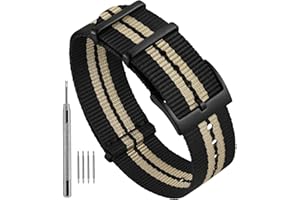 Ayadoo Bracelet de montre en nylon monobloc rayé, bracelet de remplacement de style militaire avec boucle en acier inoxydable pour hommes femmes, largeur du bracelet 18 mm 20 mm 22 mm