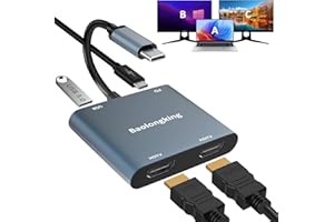 BAOLONGKING Adapter USB C na Dual HDMI Hub 4 w 1 HDMI do 2 monitorów