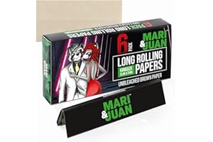 Mari & Juan Long Papers I 6 Heftchen mit je 32 Slim King Size Blättchen, braun und ungebleicht für den längeren Genuss