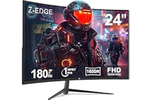 Z Z-EDGE Z-Edge Monitor Gaming Curvo 24'' 180 Hz/165 Hz/144 Hz, FHD(1920x1080), 1ms, FreeSync, Pantalla PC LED con DP Cable, 1650R VA, Inclinación Ajustable, 300cd/m², HDMI2.1& DP1.4, 178° ángulo de visión