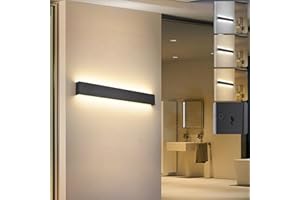 KUKAK LED Applique Murale intérieur,20W 3000K/4000K/6000K Lumière Lampe Murale,Moderne Aluminium Luminaire Murale,Up Down Éclairage,Appliques Murales pour Chambre,Couloir,Salon, Escalier 66CM Noir