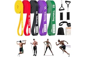 Yidaxing Élastique Musculation 5 Tailles, Elastique Musculation Sport, Resistance Bande Traction Fitness avec Poignées et Ancrages de Porte, Smartworkout pour Yoga/Pilates/Étirements Hommes Femmes