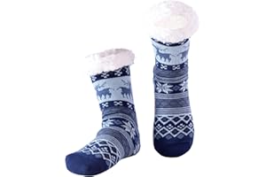 Hisonwel Chaussettes pantoufles pour hommes, chaussettes chaudes et moelleuses avec polaire Sherpa antidérapante, cadeaux pour hommes