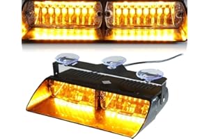 Viktion 12V 16 LEDs Feux de Pénétration Lumière Stroboscopique Eclairage Clignotant avec 18 Modes pour Voiture Camion véhicule SUV (Jaune)